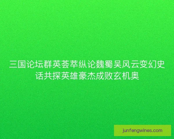 三国论坛群英荟萃纵论魏蜀吴风云变幻史话共探英雄豪杰成败玄机奥